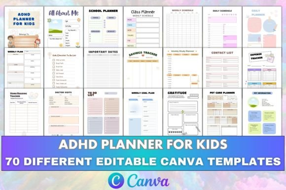Download Canva Editable ADHD Planner for Kids KDP - Adhd planner for kids Collection