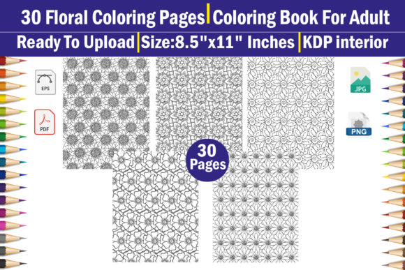Download Seamless Floral Adult Coloring Book KDP - Floral Collection