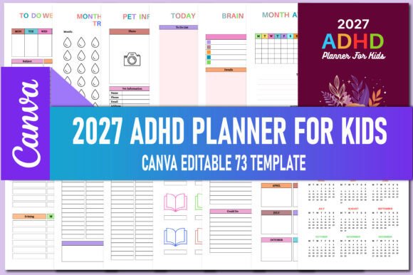 Download 2027 ADHD Planner for Kids KDP Interiors - Adhd planner for kids Collection
