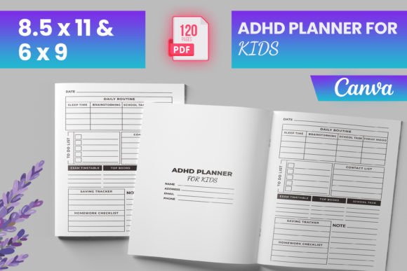 Download ADHD Planner for Kids for Canva (KDP) - Adhd planner for kids Collection