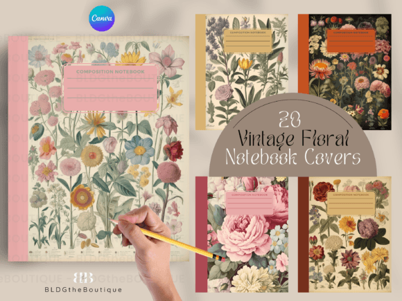 Download Vintage Floral Notebook Cover KDP PLR - Floral Collection