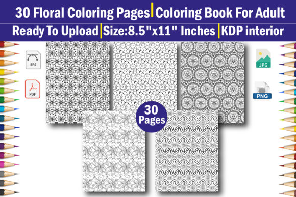 Download Seamless Floral Adult Coloring Book KDP - Floral Collection