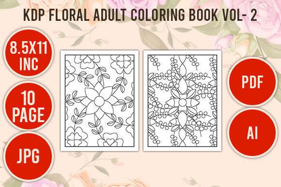 Download KDP Floral Adult Coloring Book 10 Page - Floral Collection