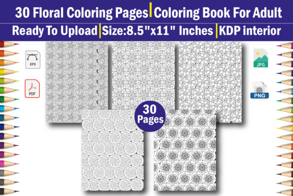 Download Seamless Floral Adult Coloring Book  KDP - Floral Collection