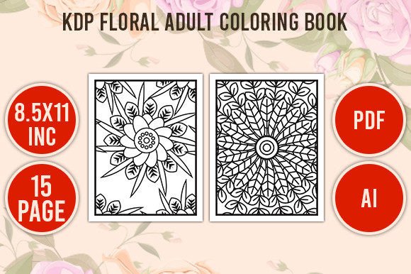 Download Floral Adult Coloring Book for KDP - Floral Collection