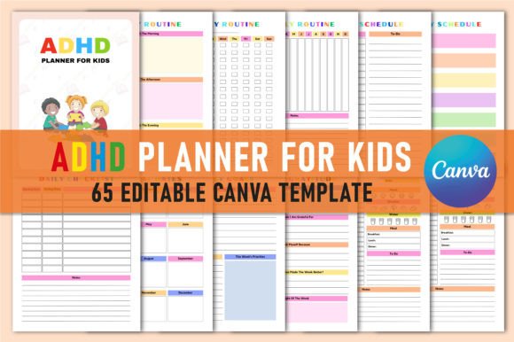 Download Editable ADHD Planner for Kids Canva - Adhd planner for kids Collection
