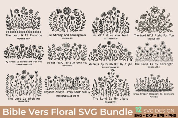 Download Bible Verse Floral SVG Bundle - Floral Collection