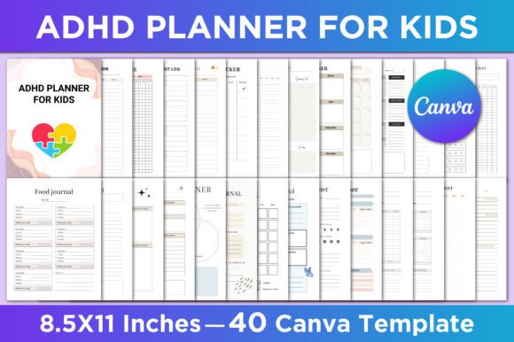Download ADHD Planner for Kids Canva Template - Adhd planner for kids Collection
