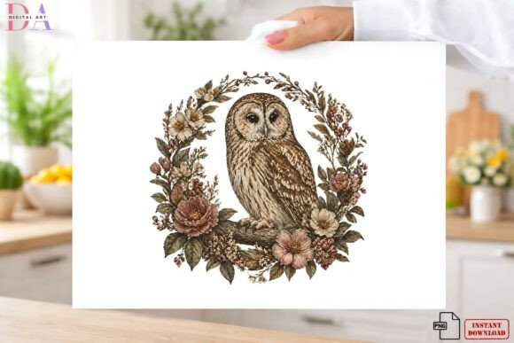 Download Woodland Floral Owl PNG, Rustic Forest - Premium Resources