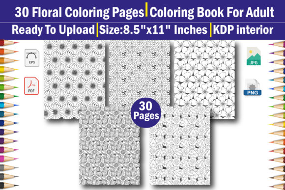 Download Seamless Floral Adult Coloring Book KDP - Floral Collection