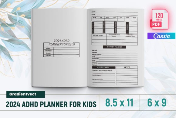 Download (KDP) 2024 ADHD Planner for Kids Canva - Adhd planner for kids Collection