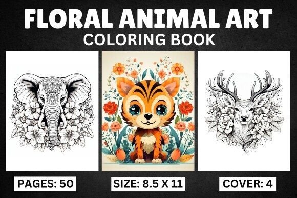 Download Floral Animal Art - Coloring Book - Floral Collection